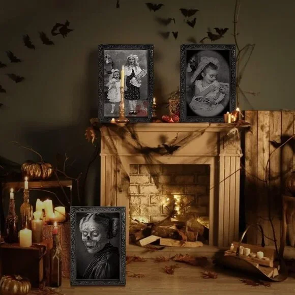 Halloween Decoration Scary Indoor Wall Decor, 3Pack 3D Changing Face Moving Pict - Picture 7 of 7